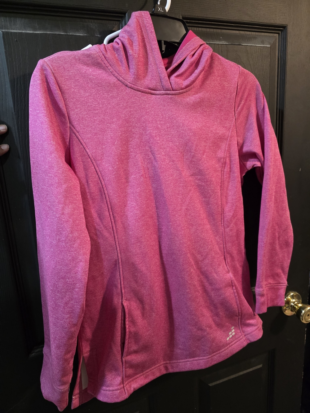 bcg Heathered Pink Hooded Pullover Turtleneck